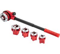 Jeu de tarauds pour tubes - Tarauds manuels pour tubes - Jeu de 5 têtes de coupe 9,5/13/19/25/32 mm - BSPT - Acier au carbone - Longueur de poignée 42-43 cm - Pour tubes galvanisés et PPR - Rouge