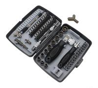 Jeu de tournevis à cliquet 68 en 1 avec embouts en acier CR-V, tête multi-angle 180° pour électronique, ordinateur, vélo et voiture Kit d'outils d'entretien (noir)