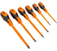Jeu de tournevis Bahco avec manche bi-matière pour vis à fente, PH1 et PH2, 3-6,5 mm - 6 pièces