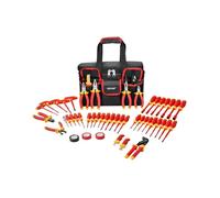 VEVOR Jeu de Tournevis Isolés 50PCs, Ensemble d'Outils Isolés pour Électriciens Professionnel 1000 V, avec Embouts Magnétiques, Clé Hexagonale à Poignée en T et Testeur de Tension Unipolaire