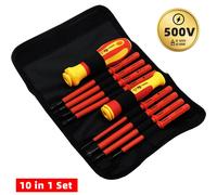 Jeu de tournevis isolés VDE à lame Interchangeable, avec étui magnétique 500V, outils pour électriciens à usage domestique et professionnel 10 pièces 13 PCS Combo