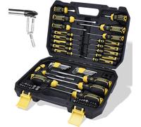 Jeu de tournevis magnétiques, 108 pièces, comprenant des embouts plats, cruciformes, Torx, courts et de précision, avec mallette de rangement