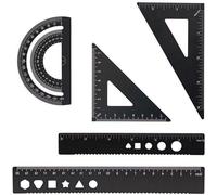 Jeu de tracé géométrique en métal, 5 pièces, 21 cm, noir