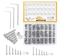 Jeu de Vis Cylindriques à Six Pans Creux et Écrous - 1080 Pièces M2 M3 M4 - Boulons à Tête Hexagonale en Acier Inoxydable - Pour Moto, Auto, Voitures, Mécaniques et Pièces de Vélo