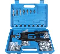 Jeu d'écrous à riveter - Pince à riveter manuelle - 110 pièces - Écrous à riveter M3–M12 - Métal - Dans un coffret - Bleu