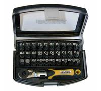 Jeu d'embouts 31 pièces, en acier S2, PH + PZ + SL + Hex + TX, cliquet inclus
