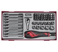 Jeu d'embouts avec racagnac TT1 tray 1/4 Plat- PH- PZ- TX-- TPX- HEX- rob 49 pièces Teng Tools TTMDQ49
