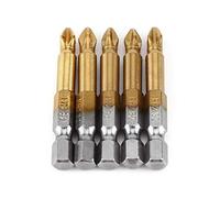 Jeu d'embouts de tournevis à tête croisée magnétique 5pcs PH2 S2 Embouts de tournevis titanisant en acier allié 1/4 pouce à tige hexagonale 50mm / 1 97 "Longs embouts de tournevis antidérapants