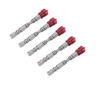 Jeu d'embouts de tournevis à tête transversale magnétique en acier S2 générique, 5 pièces, PH2 pour vis à cloisons sèches, tige de 1/4 de pouce (Rouge)
