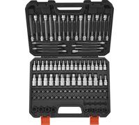 Jeu d'embouts et de douilles - 107 pièces - Hexagonal, Torx et Torx extérieur, inviolable - Extra long - Acier S2 et Cr-V - Avec coffret de rangement