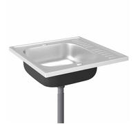 Jeu d'évier de cuisine et égouttoir 600 x 600 x 155 mm inox élégant - vidaXL - acier - argenté 932cum68d