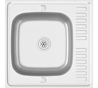 Jeu d'évier de cuisine et égouttoir argenté 600x600x155 mm inox
