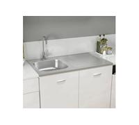 vidaXL Jeu d'Evier de Cuisine et Egouttoir Evier Encastré Lavabo de Cuisine Maison Intérieur Argenté 1000x600x155 mm Acier 147237