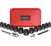 Jeu d'extracteurs de vis, 17 pièces, 3/8", extracteur gauche, acier Cr-Mo, noir, de 6,35 à 19 mm
