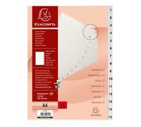 Jeu d'intercalaires imprimés - EXACOMPTA - Num.1-15 - A4 - PP souple indéchirable - 15 positions