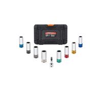 VEVOR Jeu de Douilles à Chocs Profondes pour Écrous de Roue 8PCs, Coffret de Douilles pour Écrous à Entraînement de 1/2 po 12,7 mm, Métriques et SAE, 6 Pans, en Acier CR-MO, pour Réparation Automobile