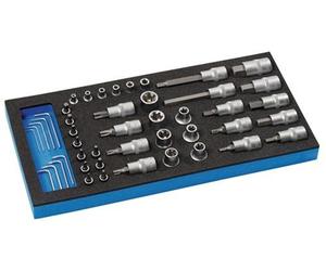 Jeu d'outils 46 pièces, module 1/3, clés à douille