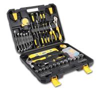 Jeu d'outils de 140 pièces - Jeu de clés à douille et de tournevis - Acier au carbone - Pour les réparations automobiles et domestiques - Dans un coffret de rangement - Noir