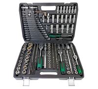 Jeu d'outils de 216 pièces - Clés à douille liquet à 24 dents - 6,35–12,7 mm - Pour métal - Réparations automobiles et de motos - Coffret de rangement