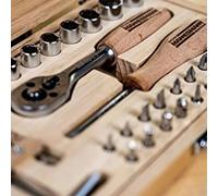 jeu d'outils de 41 pièces dans une cassette en bambou