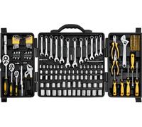 Jeu d'outils de mécanicien 207 pièces - douilles 1/4" 3/8" 1/2" - SAE et métrique - jeu d'outils professionnel pour voitures et machines