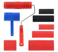 Jeu D'outils De Peinture À Grain De Bois, Rouleau À Motif De Grain De Caoutchouc, Avec Poignée, Pour Décoration Murale De Salle De Bricolage, 8 Pièces