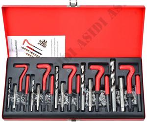 Jeu d'outils de réparation de filetage, 131 pièces, inserts M5 à M12, Boîtier métallique très résistant, Idéal pour l'utilisation automobile, Contient un foret hélicoïdal