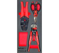 Jeu d'outils électricien 3 pièces module en mousse pour servante d'atelier MW Tools MWCUT3