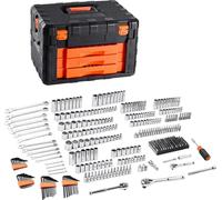 Jeu d'outils mécaniques Jeu de douilles 450 pièces 6,4/9,5/12,7 mm Orange Tiroir