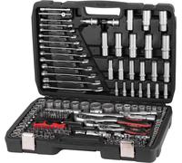 Jeu d'outils Strend Pro S221, 215 pieces, en mallette, 1/2"+1/4"+3/8"