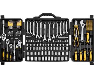 Jeu d'outils SucceBuy pour mécaniciens, 207 pièces, avec douilles de 1/4 pouce, 3/8 pouce et 1/2 pouce, normes SAE et métriques