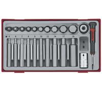 Jeu embouts TT1 tray 1/2 hex 40-75mm L 5-19mm 23 pièces Teng Tools TTHEX23