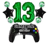 Jeu Vidéo 13E Anniversaire Décoration Garçon Gamer Anniversaire Fête Chiffre 13 Ballons Aluminium Vert Grand Contrôleur Jeu
