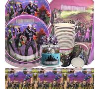 Jeu vidéo Vaisselle pour Fêtes,Doyomtoy 62 Pièces Décorations pour Fête d'Anniversaire Jeux Vidéos Assiettes d'Anniversaire Tasses Serviettes pour Enfants Anniversaires Décorations