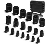 JEUCLEL Lot de 19 douilles Torx Plus externes à 6 pans compatibles avec Tesla, douille E-Torx Plus externe 1/2", 3/8", 1/4", outil d'extraction de haute déformation