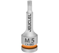 JEUCLEL M5 Triple douille carrée cannelée à impact, 5 mm métrique 1,27 cm, triple douille carrée en acier Cr-Mo, adaptateur de douille pour tournevis à percussion ou à cliquet