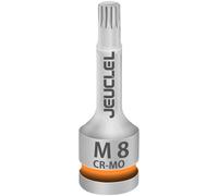 JEUCLEL M8 Triple douille carrée cannelée à impact, 8 mm métrique, 1/2", triple douille carrée en acier Cr-Mo, adaptateur de douille pour tournevis à percussion ou à cliquet