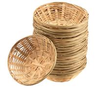 JEUIHAU Lot de 10 corbeilles à pain rondes en bambou naturel de 22,9 cm pour le rangement du pain, des fruits et des collations
