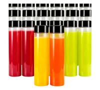 JEUIHAU Lot de 20 bouteilles en plastique PET transparent de 350 ml avec couvercles noirs, bocal plastique transparent pots pour jus, du lait et des boissons faites maison