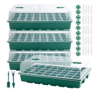 JEUIHAU Lot de 4 plateaux de semis en plastique à 160 cellules avec couvercles transparents et aérations réglables, kit de propagation de graines pour la germination des plantes en serre