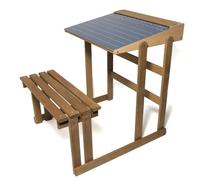 JeuJura - Bureau d'écolier en bois 8862 - Réversible avec tableau - Teinté chêne 60 cm