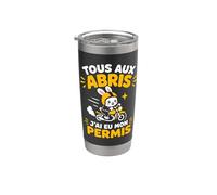 Jeune conducteur Tous aux abris Humour permis moto Gobelet isotherme en acier inoxydable double paroi