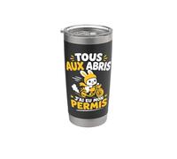 Jeune conducteur Tous aux abris Humour permis moto Gobelet isotherme en acier inoxydable double paroi