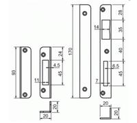 Jeux de gâches équerres pour serrure 3 points Trilogia® II MÉTALUX