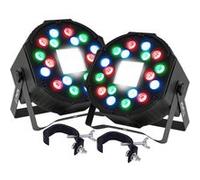 Jeux de lumières 2 PROJECTEURs PAR Party Sound & Light PARTY-PAR-STROBE, DMX 18LED AVEC Stroboscope 36 LED, Etriers, 2 crochets