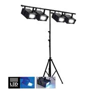 Jeux de lumières - FestiNight - 4 Mini Stroboscopes 20W à LEDs avec Portique DJ Light