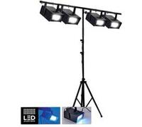 Jeux de lumières - FestiNight - 4 Mini Stroboscopes 20W à LEDs avec Portique DJ Light