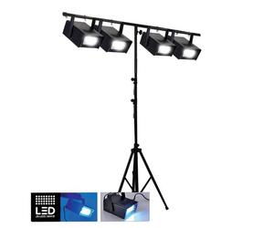 Jeux de lumières - FestiNight - 4 Mini Stroboscopes 20W à LEDs avec Portique DJ Light