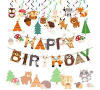 JeVenis Woodland anniversaire déco animal anniversaire bannière animaux de la forêt bannière animaux de la forêt amis sous le thème ballons