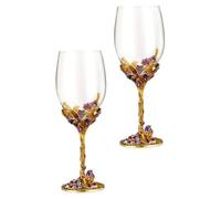 JEWEDECO 2pcs Gobelets Émaillés en Verre Doré à Pied Haut, Base Solide sans Décoloration, Design Noble et Élégant pour Célébration de Mariage et Saint-valentin